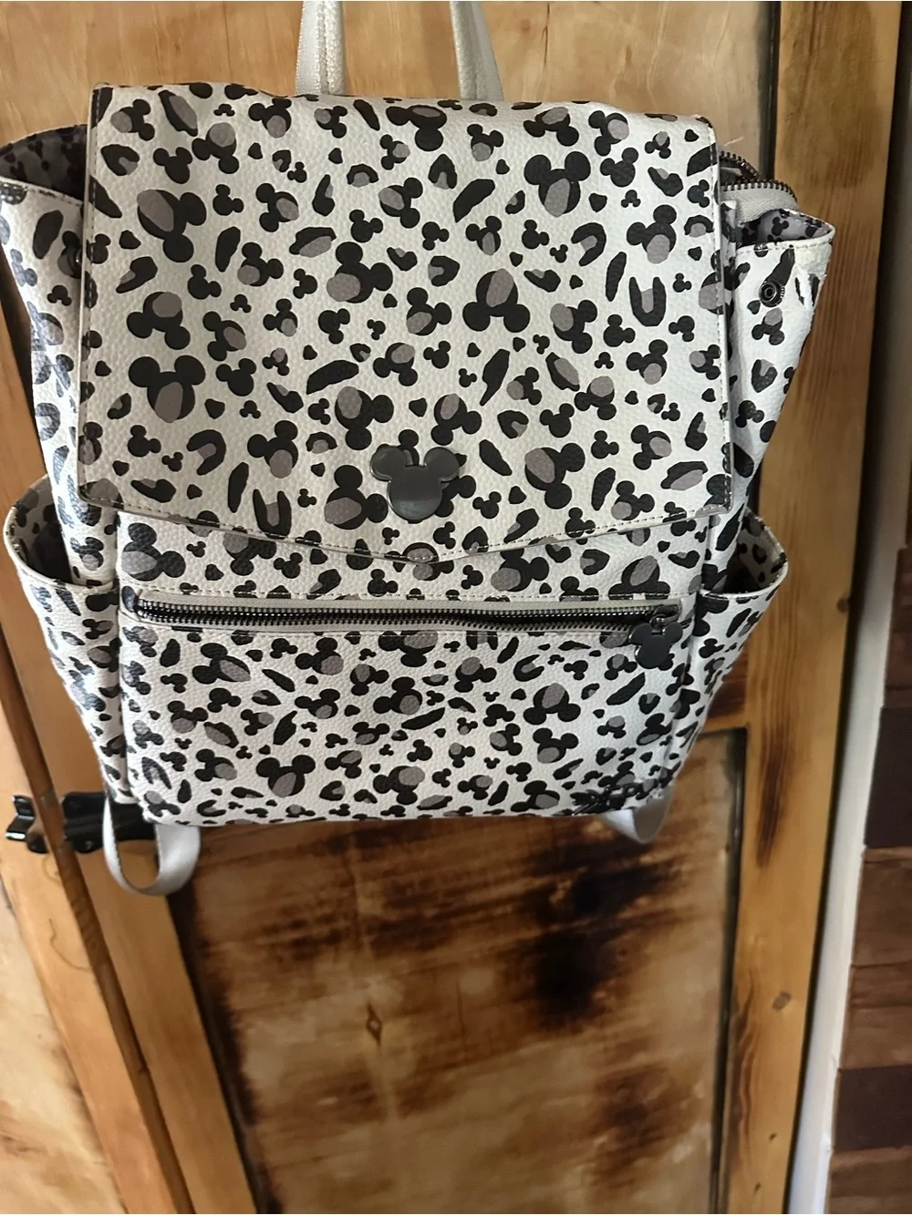 Freshly Picked White and Black Mickey Print Diaper Backpack